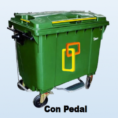 CONTENEDOR DE RESIDUOS PLASTICO CON RUEDAS Y PEDAL 660 LTS.