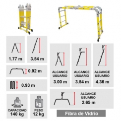 ESCALERA MULTIPROPOSITO FIBRA DE VIDRIO